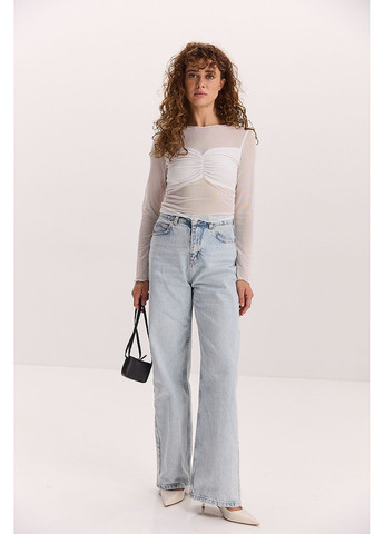 Жіночий лонгслів з сіточки з драпіруванням і вставкою на грудях Arjen (354647057)