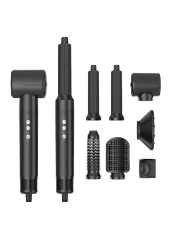 Мультистайлер 7-в-1, фен-щетка с насадками и ионизацией, 1400 Вт, черный KEIVING No Brand (363555622)