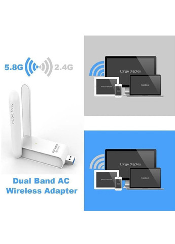 Сетевой USB 3.0 WiFi адаптер с двумя внешними антеннами 1200 Mbps 2.4GHz5GHz для Windows (476352-Prob) Белый Unbranded (279518091)