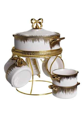 Суповой сервиз на 6 персон супница 2 (л) на подставке с бульонницами 400 (мл) тарелки для супа Белый с золотом FM-A23-2 Jooki (370368366)
