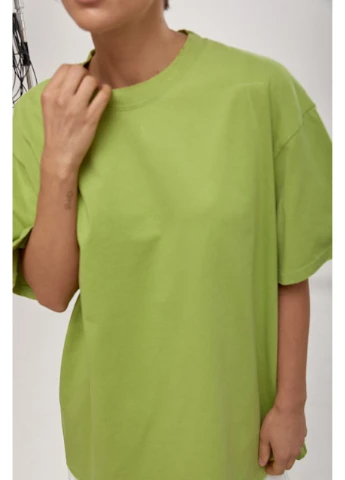 Однотонная футболка свободного кроя с протертыми краями, ONE SIZE No Brand - (399770267)