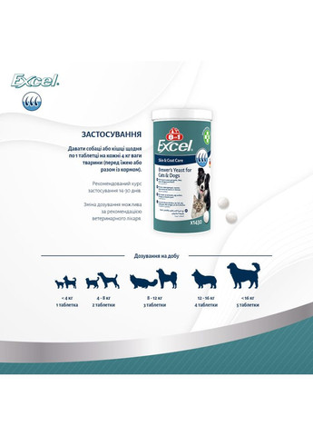 Вітаміни Excel Brewers Yeast для собак та котів пивні дріжджі з часником для шкіри та шерсті 780 шт 8in1 (355253775)