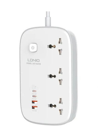 Удлинитель сетевой фильтр Profit SC3416 65W 3 розетки + 4 порта 2Type-C+2USB 2 метра Ldnio (298967491)