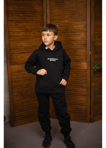 Чорний зимній костюм (штани, худі) підлітковий на флісі брючний IRmAS оверсайз