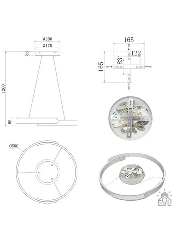 Смарт люстра керована світлодіодна підвісна HIPPO 90 Вт 500x1200 мм Біла ESLLSE (365650639)