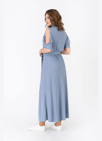 Блакитна літнє жіноче плаття блакитне миді в смужку mkrm1955-2 Modna KAZKA