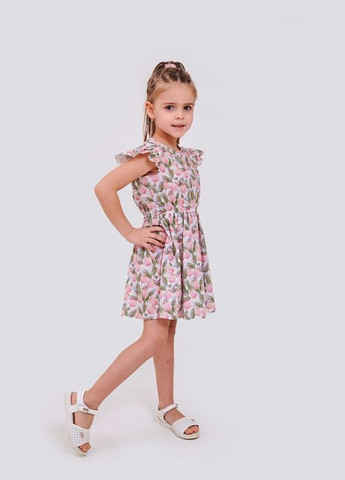 Біла сукня малюнок рожевi тюльпани Smil (323821242)