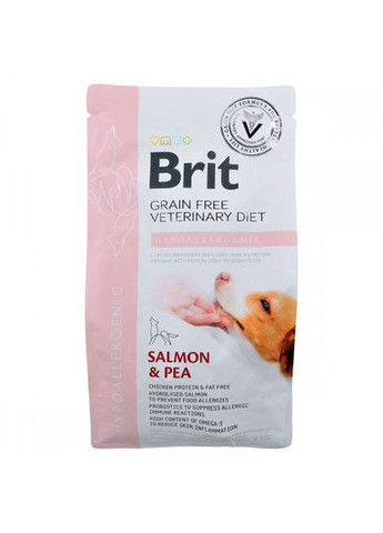 Сухий корм GF VetDiet Dog Hypoallergenic для собак, при харчовій алергії, з лососем, горохом і гречкою, 2 кг Brit (322874714)