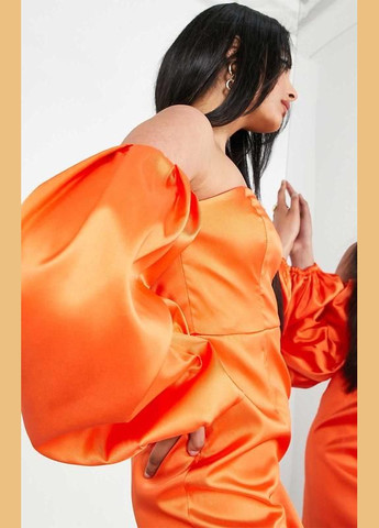 Помаранчева сукня яскрава міні з пишними рукавами Asos