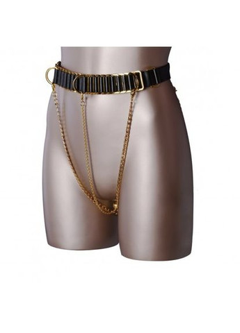 Черный демисезонный пояс с золотыми цепочками indulge in the restraints collection UPKO