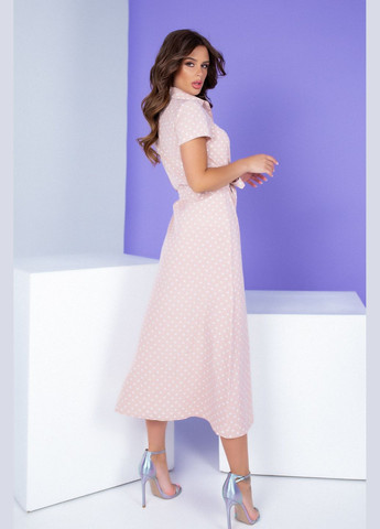 Пудрова святковий, коктейльна, ділова, повсякденний, кежуал стильна сукня на гудзиках у горошок сукня-сорочка No Brand в горошок