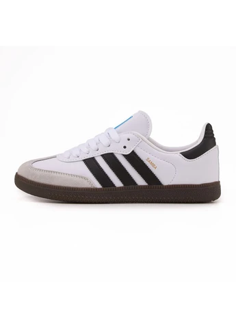 Белые летние кроссовки adidas samba og white black адидас самба No Brand