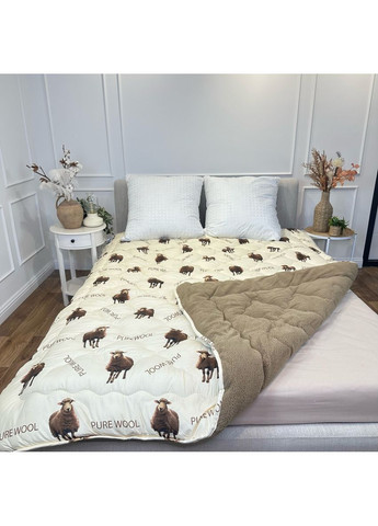 Одеяло полуторное открытое двустороннее из овечьей шерсти Pure Wool 21439 150х210 см капучино Arda (365964077)