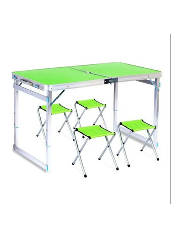 Складаний стіл для пікніка посилений + 4 стільці Зелений No Brand (294721493)