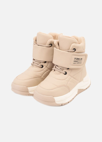Бежевые зимние ботинки для девочки цвет бежевый цб-00260313 No Brand