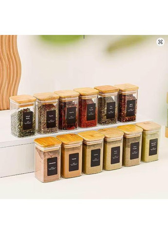 Скляний контейнер з бамбуковою кришкою "Quadra" 6x12 см (0,4 л) Stenson (366434999)