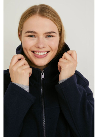 Темно-синє демісезонне Пальто з капюшоном C&A