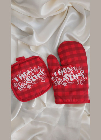 Новорічний подарунковий набір кухонна рукавичка та прихватка подарунок No Brand (313101545)