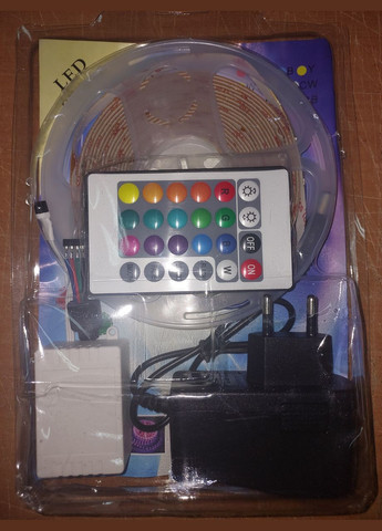 Світлодіодна стрічка 3528LED RGB 5 метрів у комплекті з RGB контролером + блок живлення + пульт BIOM (301085819)