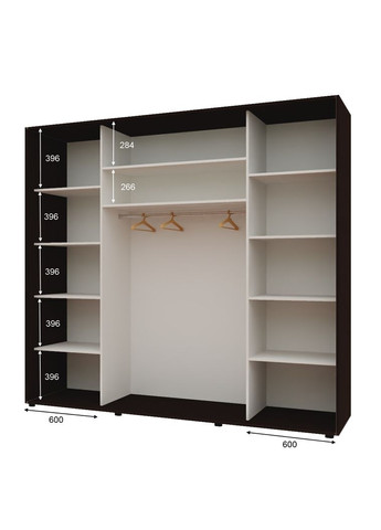 Шафа-купе тридверна 250*60*210 см Венге 3 двері Дзеркало Максі Комфорт Меблі (360477537)