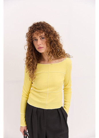 Женский лонгслив в рубчик со швами наизнанку Arjen (358908328)