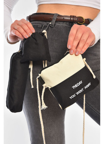 Рюкзак жіночий 5в1 чорного кольору з принтом Let's Shop (365726783)