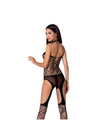 Бодистокинг BS060 black, комбинезон, имитация трусиков и гольфиков, черный костюм сетка Passion (292644025)