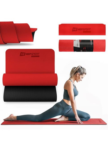 Мат для фитнеса и йоги TPE 0,6см HS-T006GM красный Hop-Sport (361952386)