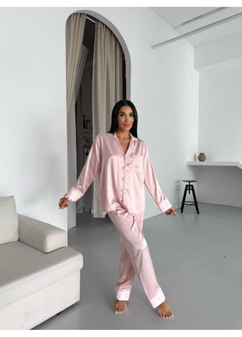 Рожева всесезон костюм женский домашний с принтом, рожевий сорочка + брюки No Brand