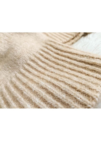 Бежевый демисезонный укороченный трикотажный свитер Zara