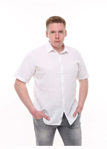 Сорочка чоловіча біла лляна пряма літня Jean Piere пряма (294560455)