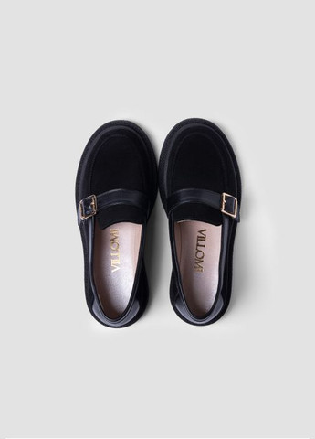 Стильные черные замшевые туфли с пряжкой Villomi с пряжкой