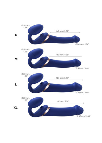 Безремневой вибрострапон с вакуумной стимуляцией MULTI ORGASM Blue L, регулируемый Strap-On-Me (296627322)