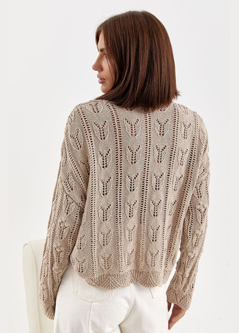 Кавовий демісезонний жіночий светр з ажурної в'язки Lurex