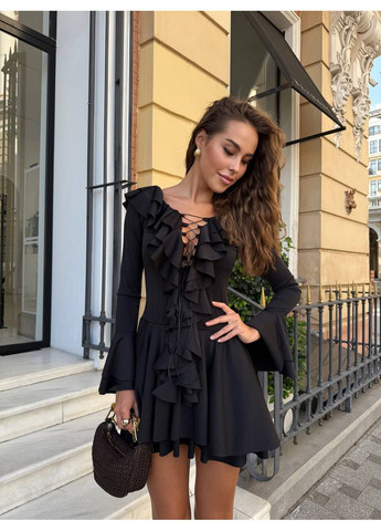 Чорна святковий, повсякденний, кежуал жіноча сукня No Brand однотонна