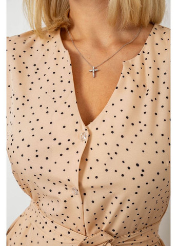 Бежевое платье софт с принтом в горох Ager