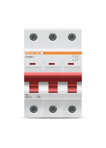 Автоматический выключатель RS4 3п 6А С 4,5кА RESIST (VFRS4-AV3C06) Videx (282313722)