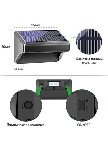 Набор 4шт. Уличный светильник на солнечной батарее для паркана и фасада Радуга, 11 цветов Po Fanu (325484018)