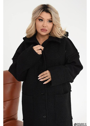 Чорна демісезонна куртка барашек без підкладки з капюшоном та кишенями Україна