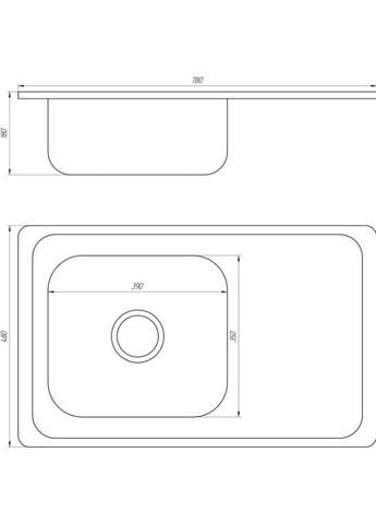 Мойка врезная кухонная прямоугольная с полкой 780*480*180 Satin MR 7848 E Mira 066115 (330245774)