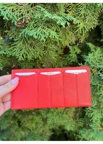 Гаманець-кархолдер Туреччина червона гладка натуральна шкіра кнопки 2 відділення для купюр монетниця Karya (361147680)