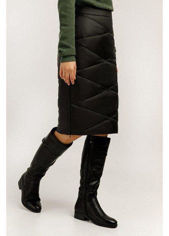 Черная повседневная однотонная утепленная юбка a19-12004-200 Finn Flare а-силуэта (трапеция)