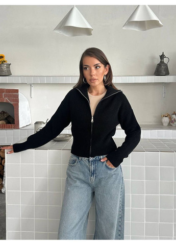 Чорний демісезонний стильний светр зі змійкою (туреччина) — топ продаж, заміри в описі DK/DL Мода без кордонів