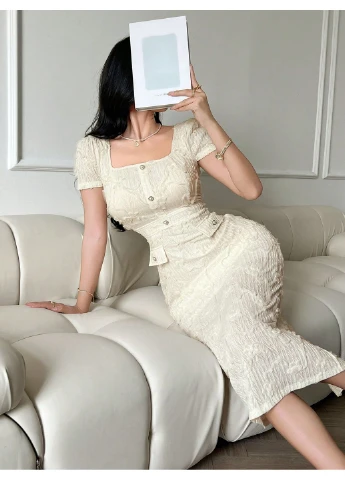 Білий сукня SHEIN однотонна