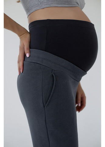 Утеплені спортивні штани для вагітних з начосом графітові Мамин Дім (356347661)