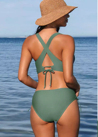 Зелений літній роздільний купальник ruffle bikini set роздільний FS