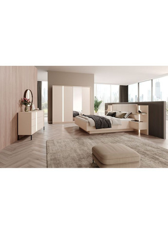 Шафа для одягу Даст / Dast 4-дверна з дзеркалом 4D/220 Беж (PFH-091011) Perfect Home (368288897)