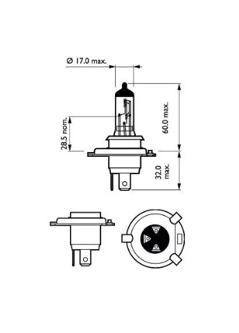Лампа накаливания H4 VisionPlus (+60) 12V 60/55W P43t-38 2шт (выр-во) 12342VPC2 Philips (332213689)