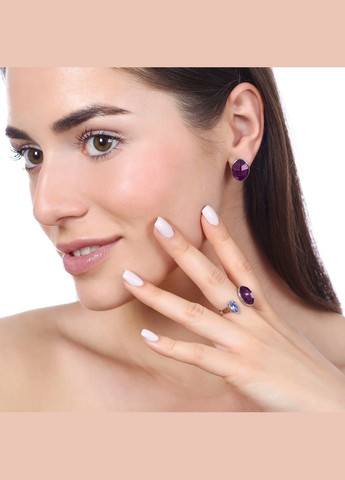 Серьги с крупным кристаллом Фуксия Sincera (341534229)