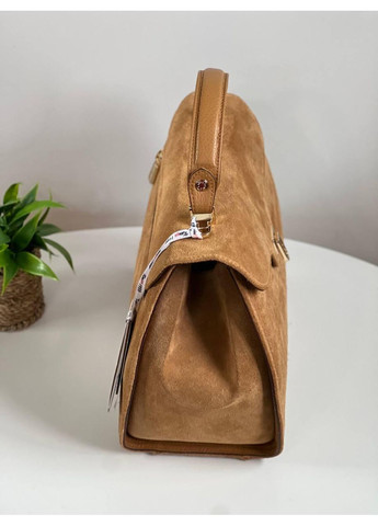 Сумка-сетчел Туреччина — натуральна замша пісочна, середньої жорсткості, довгий регульований ремінь у комплекті Karya (356893775)